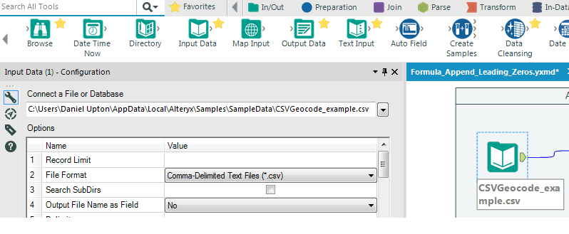 Append Leading Zeros Input Data